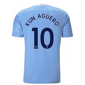 Fußballtrikots Manchester City Sergio Aguero 10 2020-2021 Kurzarm Heimtrikotsatz kaufen